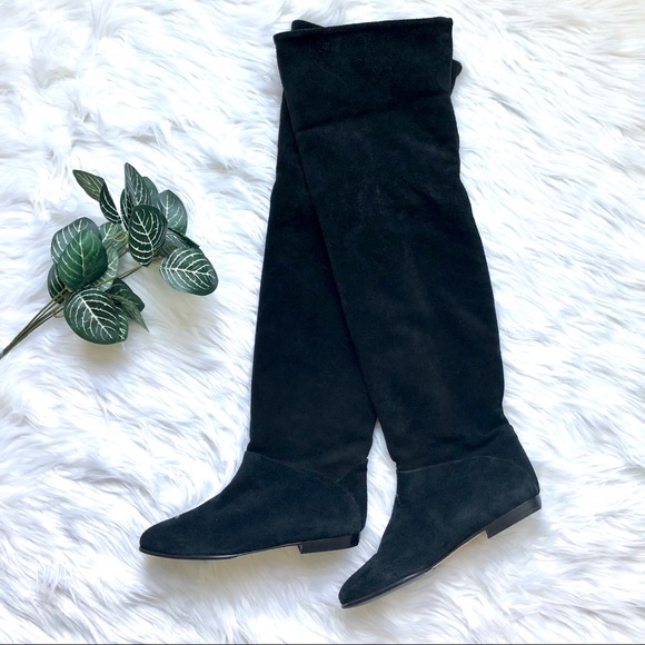 Neiman Marcus Shoes - Roberto Vianni Black Leather Over Knee Boots 7.5
